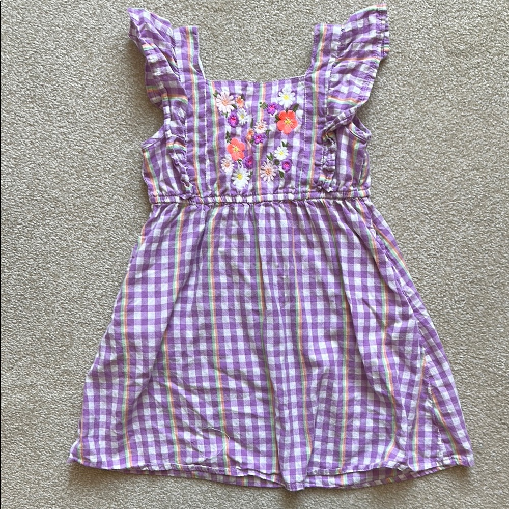 Cat & Jack Purple and White Sundress with Flutter Sleeves